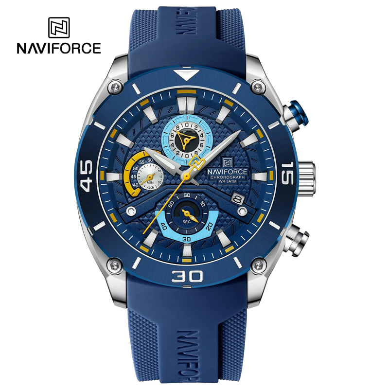 Naviforce 8038 Quartz Chronograph, Waterproof, Durable, Military Style Wristwatch (Blue)